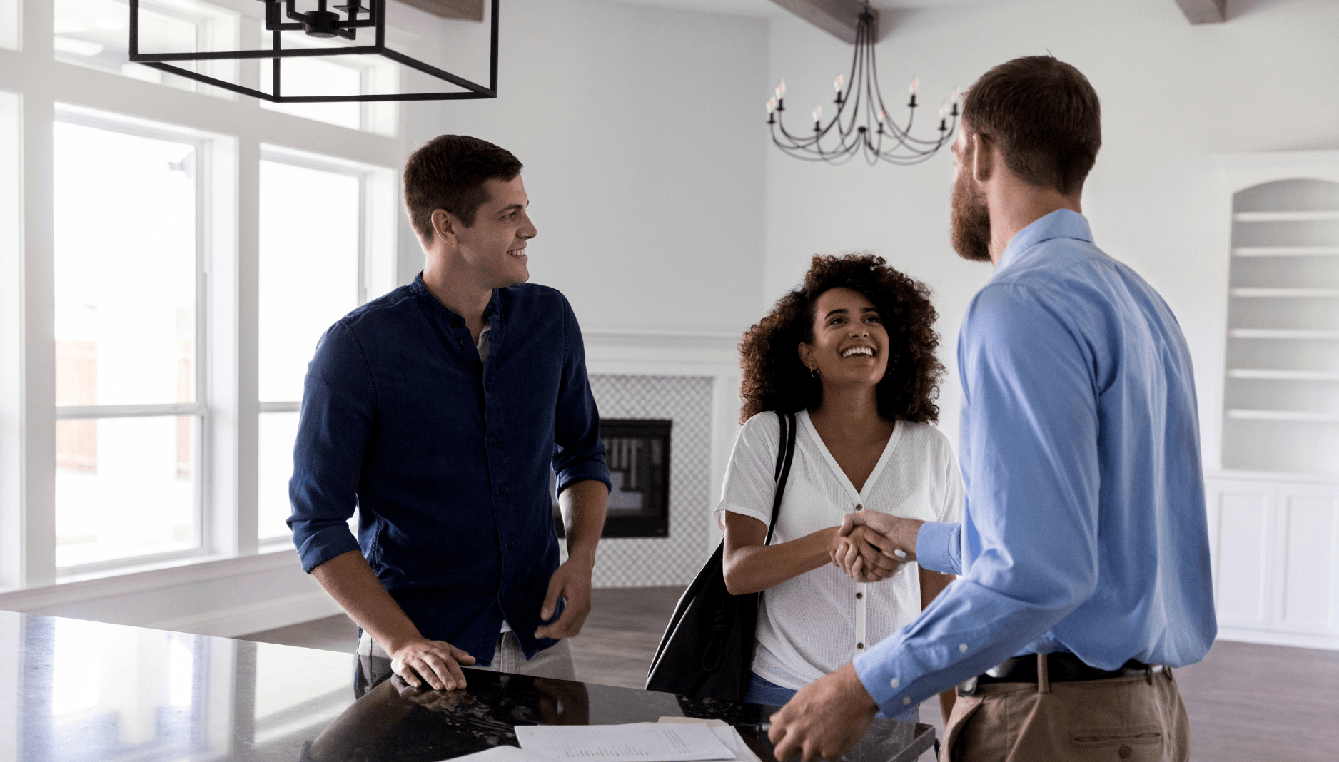 Happy family selling their house